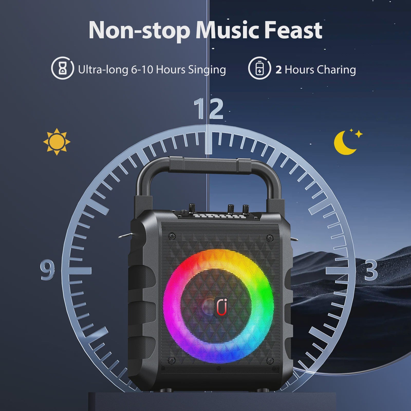 T18 Draagbare Bluetooth Speaker met Microfoon, Karaoke Machine & LED Verlichting
