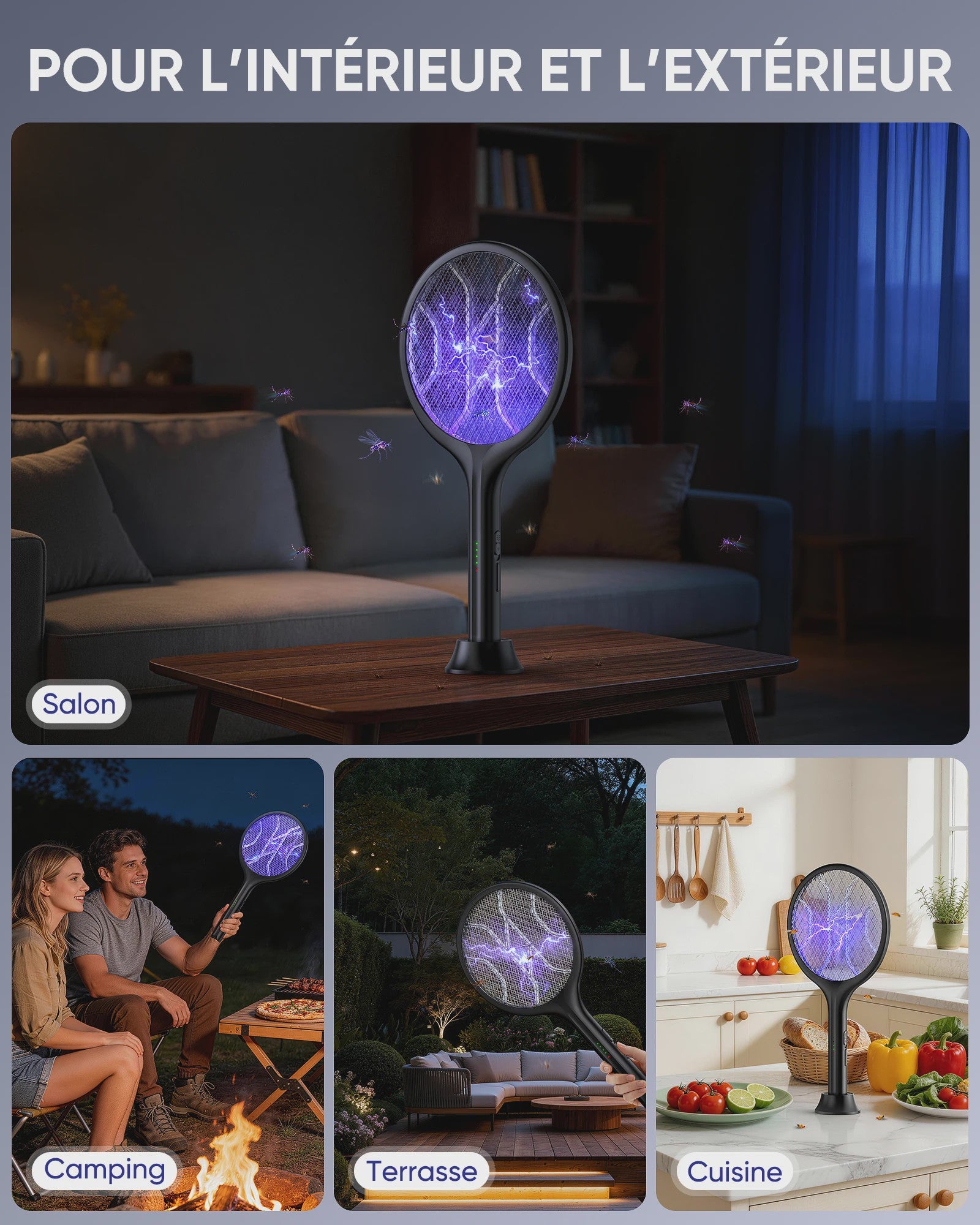 Elektrische Vliegenmepper met UV Licht & Oplaadbare Batterij