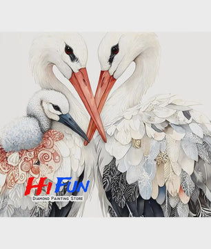 Diamond Painting Ooievaar Kustvogel - Volledige Ronde Diamanten Borduurkit voor Muurkunst