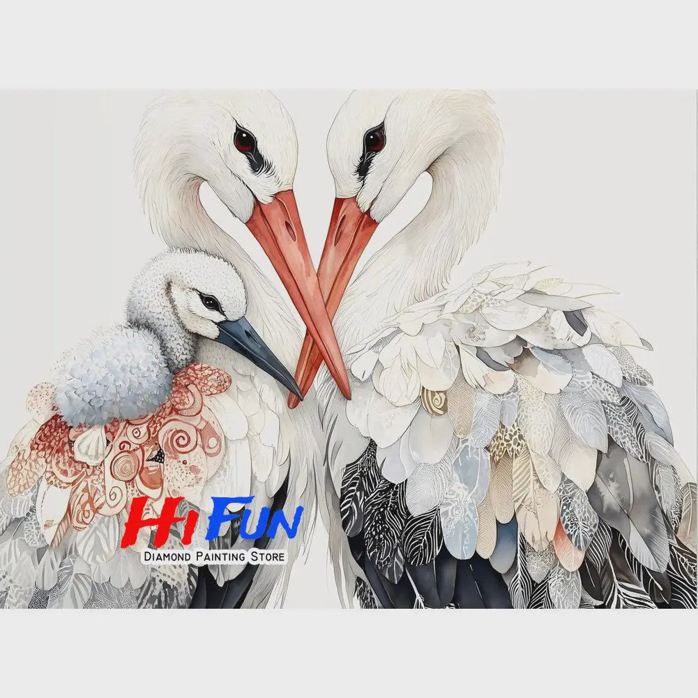 Diamond Painting Ooievaar Kustvogel - Volledige Ronde Diamanten Borduurkit voor Muurkunst