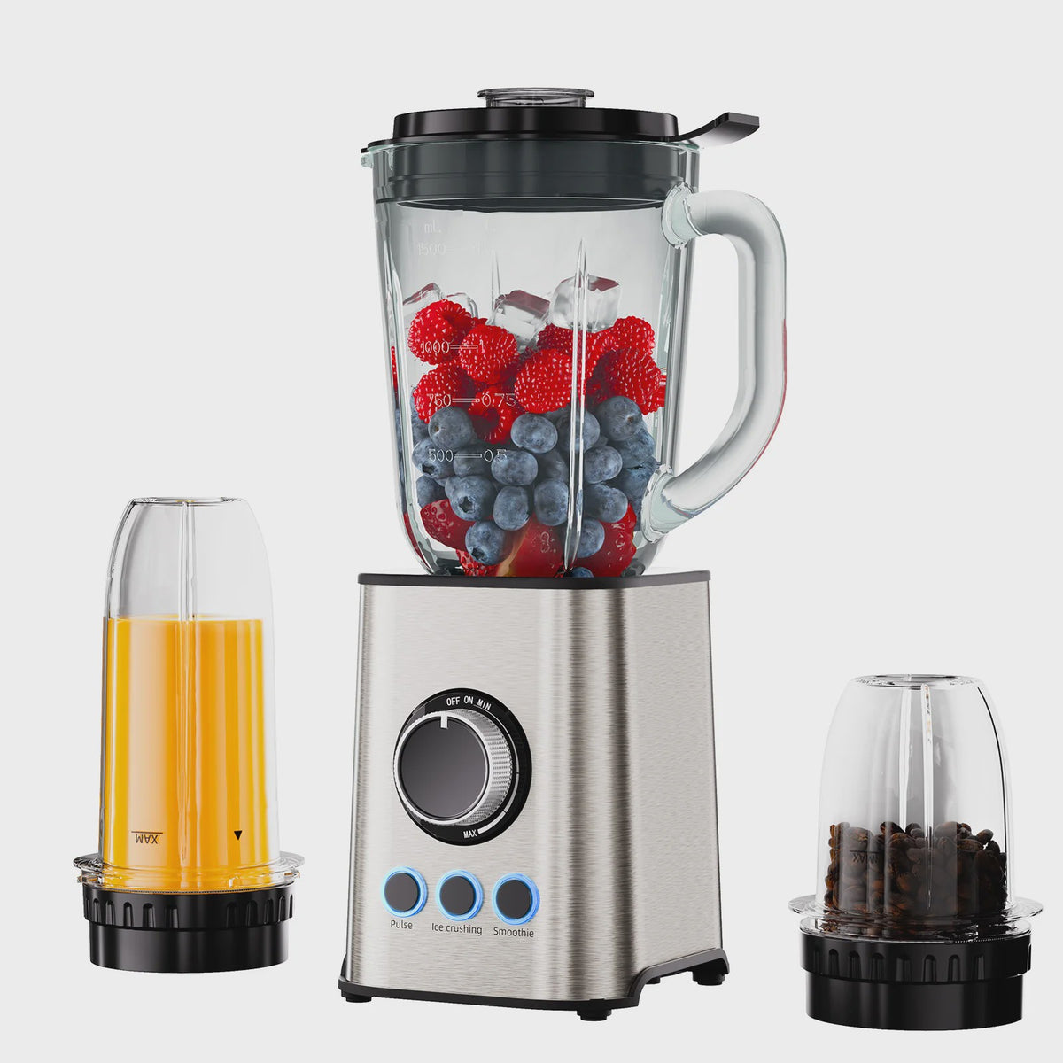 BioloMix 3-in-1 Blender: Krachtige 1300W Smoothie Maker, Grinder & Babyvoeding Blender