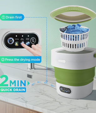 Opvouwbare Mini Wasmachine met Centrifuge - 13L Draagbare Wasmachine voor Reizen & Camping