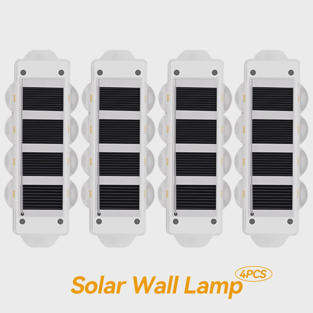 4x LED Solar Wandlampen Waterdicht - Buiten & Tuinverlichting met Boven- en Onderstraal