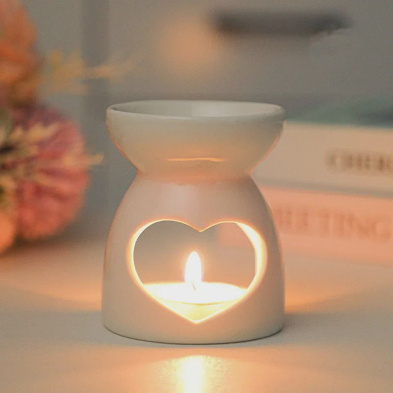 Handgemaakte 2-in-1 Keramische Oliebrander & Nachtlampje voor Essentiële Oliën, Yoga en Spa