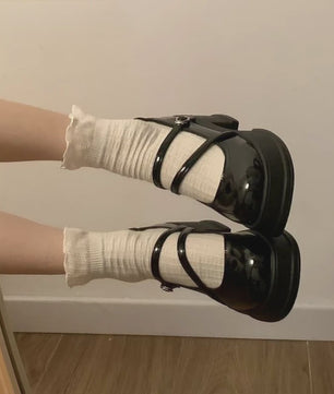 Dames Mary Jane Platform Schoenen met Blokhak en Kruisband - Vintage Gothic Stijl