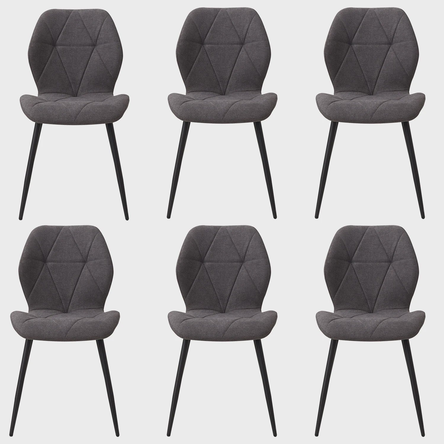 Set van 2, 4 of 6 Moderne Eetkamerstoelen - Comfortabel Gestoffeerd met Stalen Poten