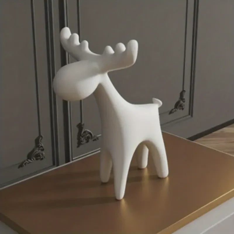 Minimalistisch Wit Herten Beeldje - Stijlvolle Plastic Decoratie voor Huis, Kerstboom & Cadeau
