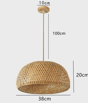 Bamboe Hanglamp 38/45cm - Handgeweven Rotan Lantaarn met E27 Fitting