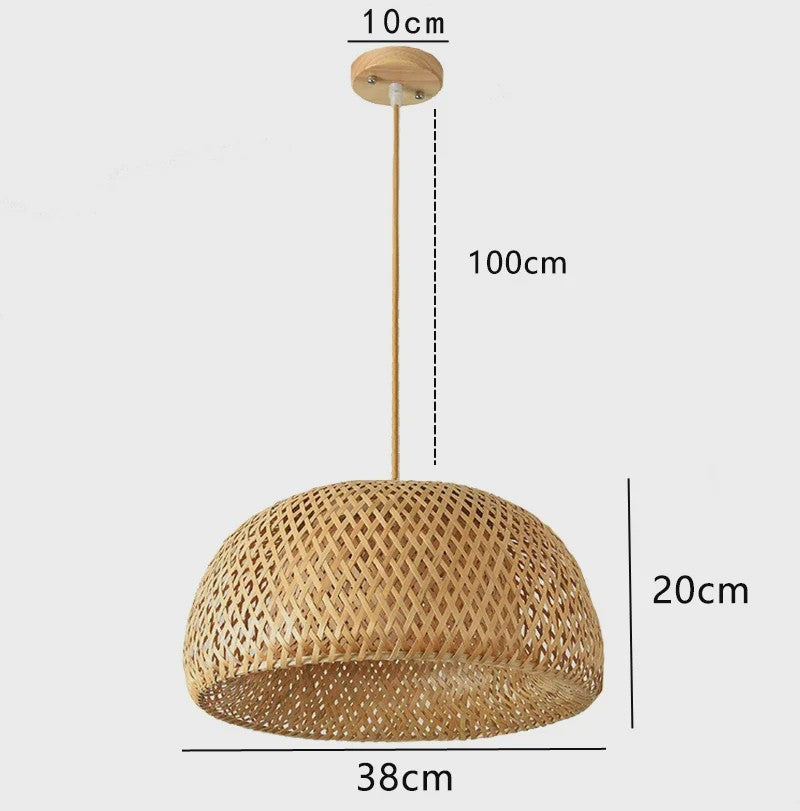 Bamboe Hanglamp 38/45cm - Handgeweven Rotan Lantaarn met E27 Fitting