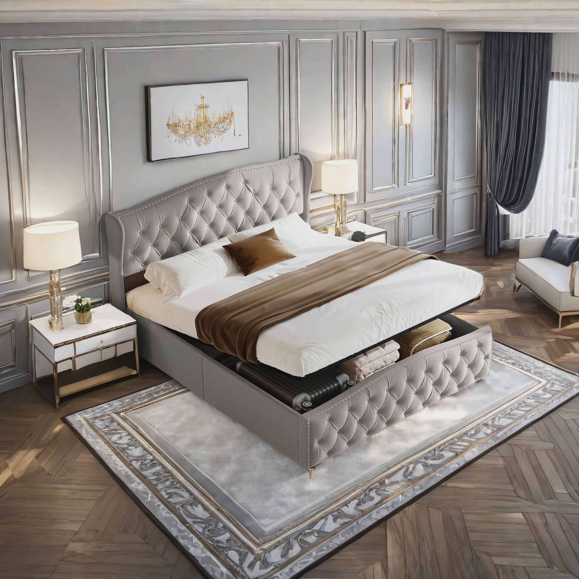 Stijlvol Hydraulisch Bed met Opbergruimte - Modern Design