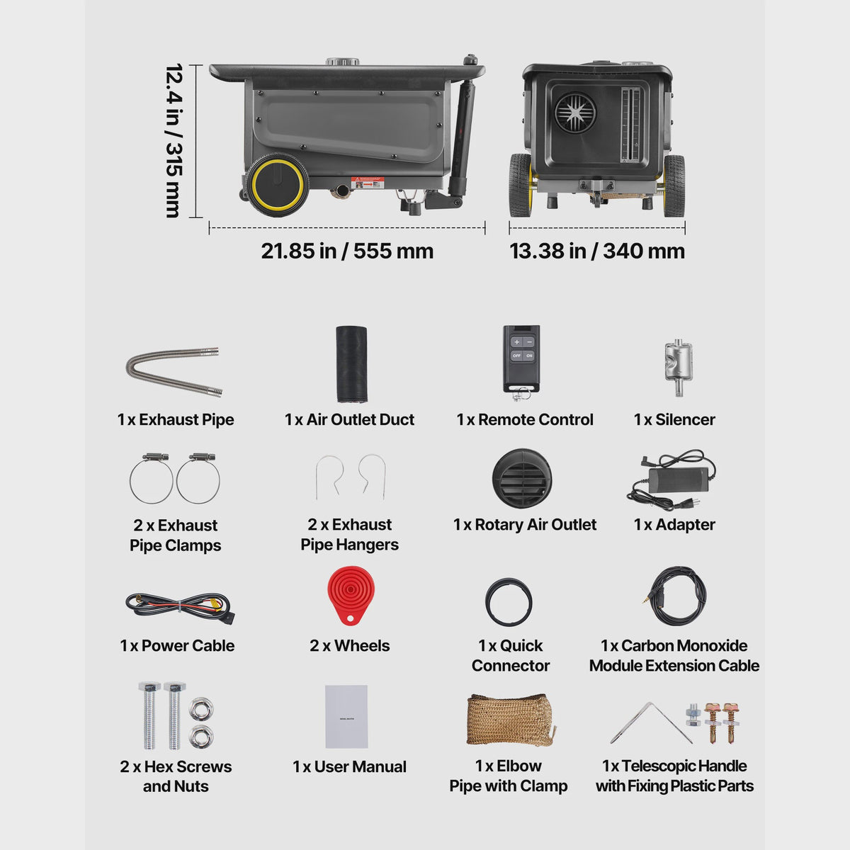 8KW Diesel Luchtverwarmer All-in-One met Bluetooth App & Afstandsbediening