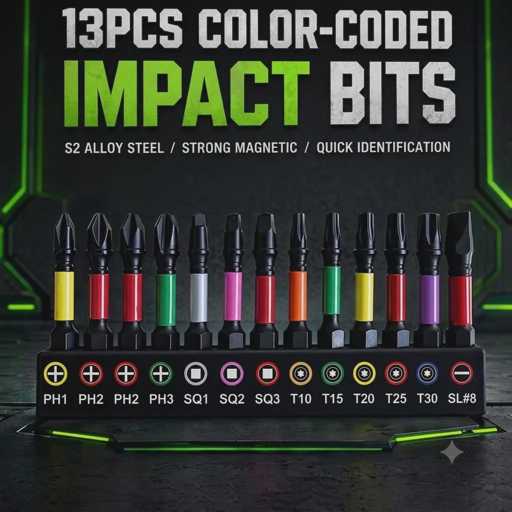 Galacok 13-delige Set Schroefbits: Impact, Magnetisch, Kleurgecodeerd