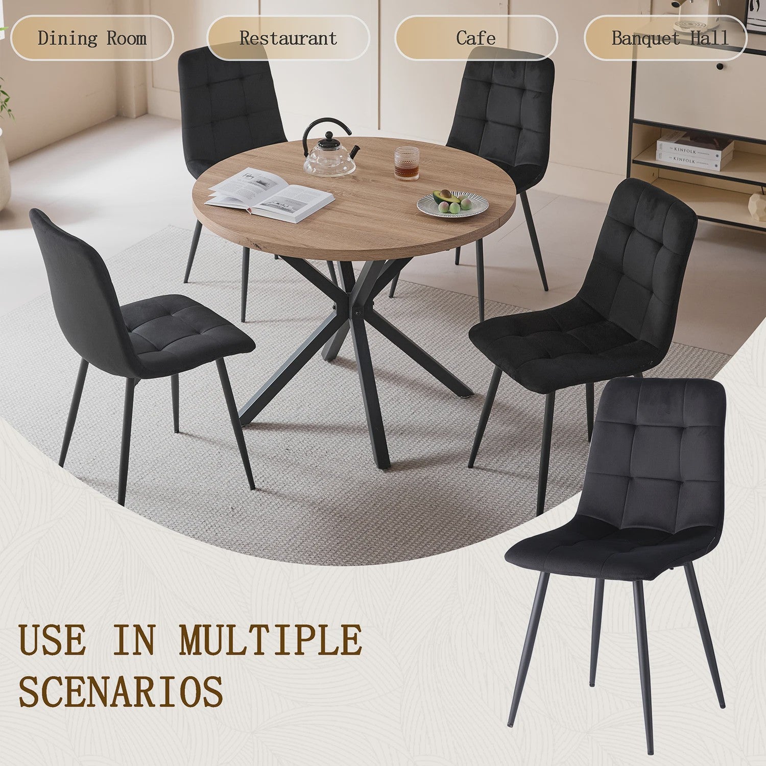 Moderne Velours Eetkamerstoelen (2/4/6 stuks) - Scandinavisch Design met Gevoerde Zitting