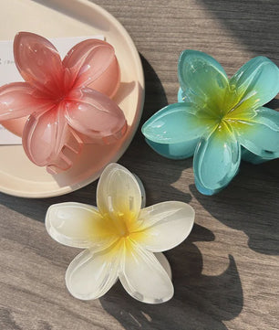 3x Grote Boho Bloemen Haarclips Acryl - Gradient Kleuren & Hawaii Stijl Haaraccessoires voor Dames