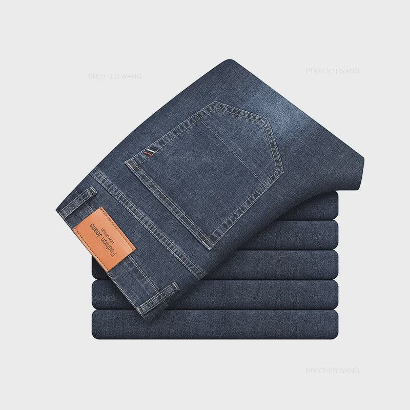 Herfst/Lente Heren Jeans - Comfortabele Stretch Katoen, Recht Model, Grijs