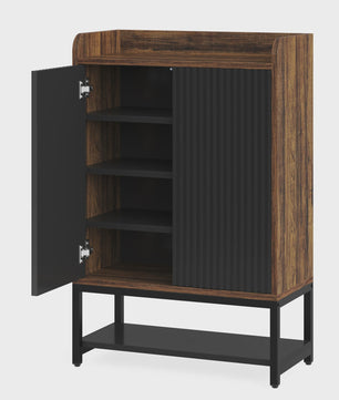Stijlvolle Houten Schoenenkast met Deuren - 5 Niveaus - Entree & Hal Organizer