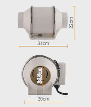 Stille Afzuigventilator 220V voor Kanalen - Keuken, Badkamer, Toilet - 2600RPM