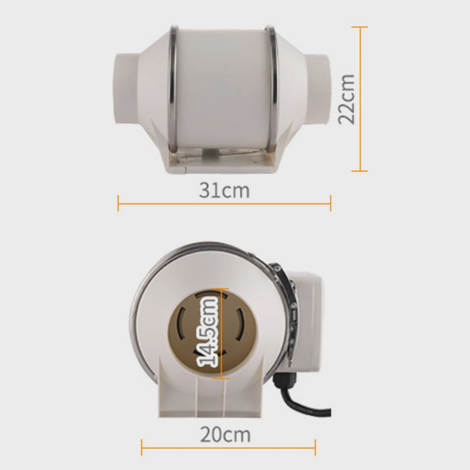 Stille Afzuigventilator 220V voor Kanalen - Keuken, Badkamer, Toilet - 2600RPM