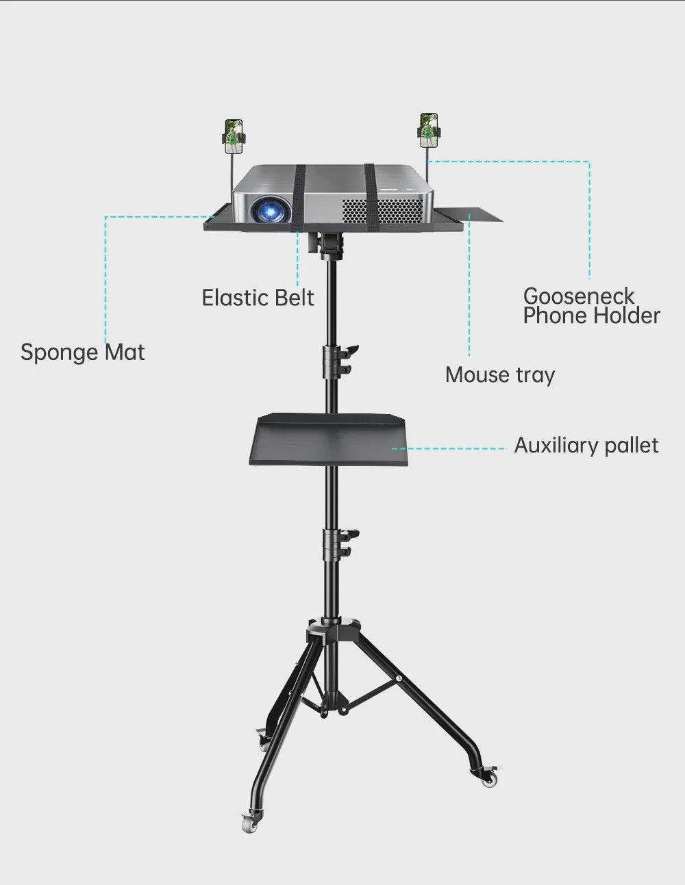 Verstelbare Projector & Laptop Tripod Stand (145cm) - Flexibele Werkplek