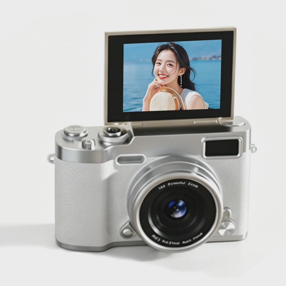 Compacte Digitale Camera met 4K Ultra HD, 16x Zoom & Draaibaar 180° Scherm voor Vlogs