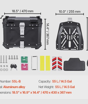Universele Motor Topcase: Robuuste Aluminium Motorfiets Bagagebox met Waterdichte Voering