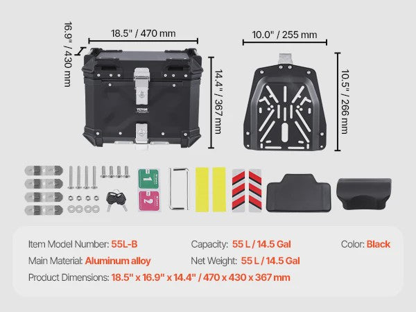 Universele Motor Topcase: Robuuste Aluminium Motorfiets Bagagebox met Waterdichte Voering