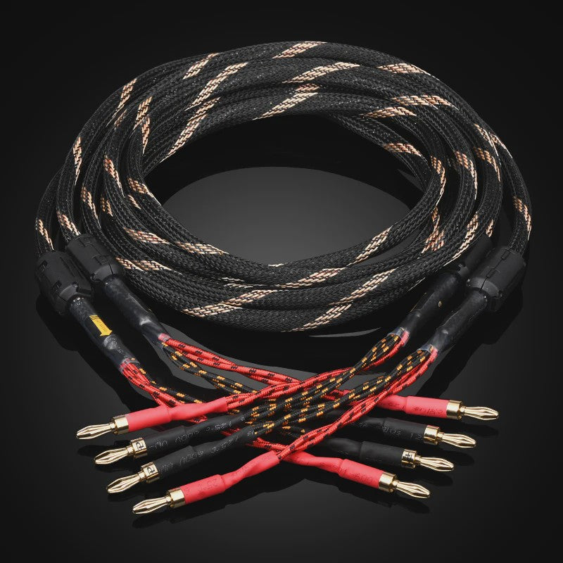 High-End Hifi Luidsprekerkabel - 6N OFC Koper, Vergulde Banana/Y-stekkers