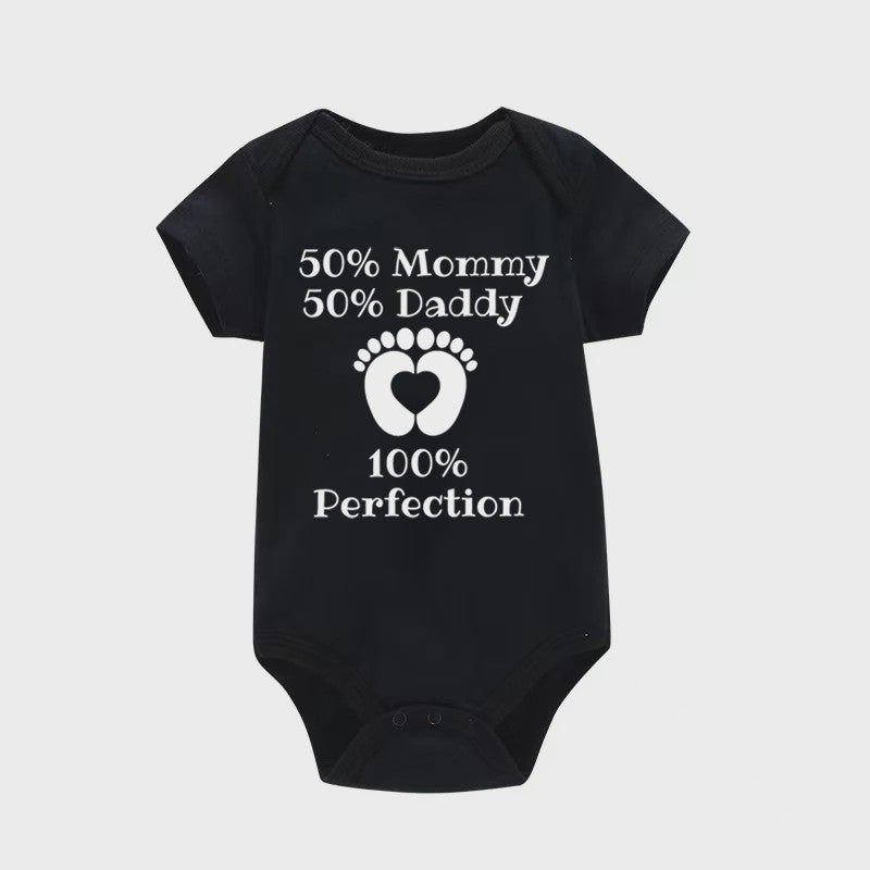 Baby Romper met Tekst: 50% Mama, 50% Papa, 100% Perfectie