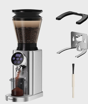 BioloMix Professionele Koffiemolen met 48 Instellingen en Timer voor Espresso, Filterkoffie & French Press
