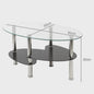 Ovale Glazen Koffietafel met 2 Niveaus - 90x50x45cm - Stijlvol en Modern