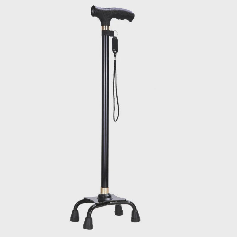 Verstelbare Aluminium Wandelstok met LED-lamp en Anti-slip Vierpoot