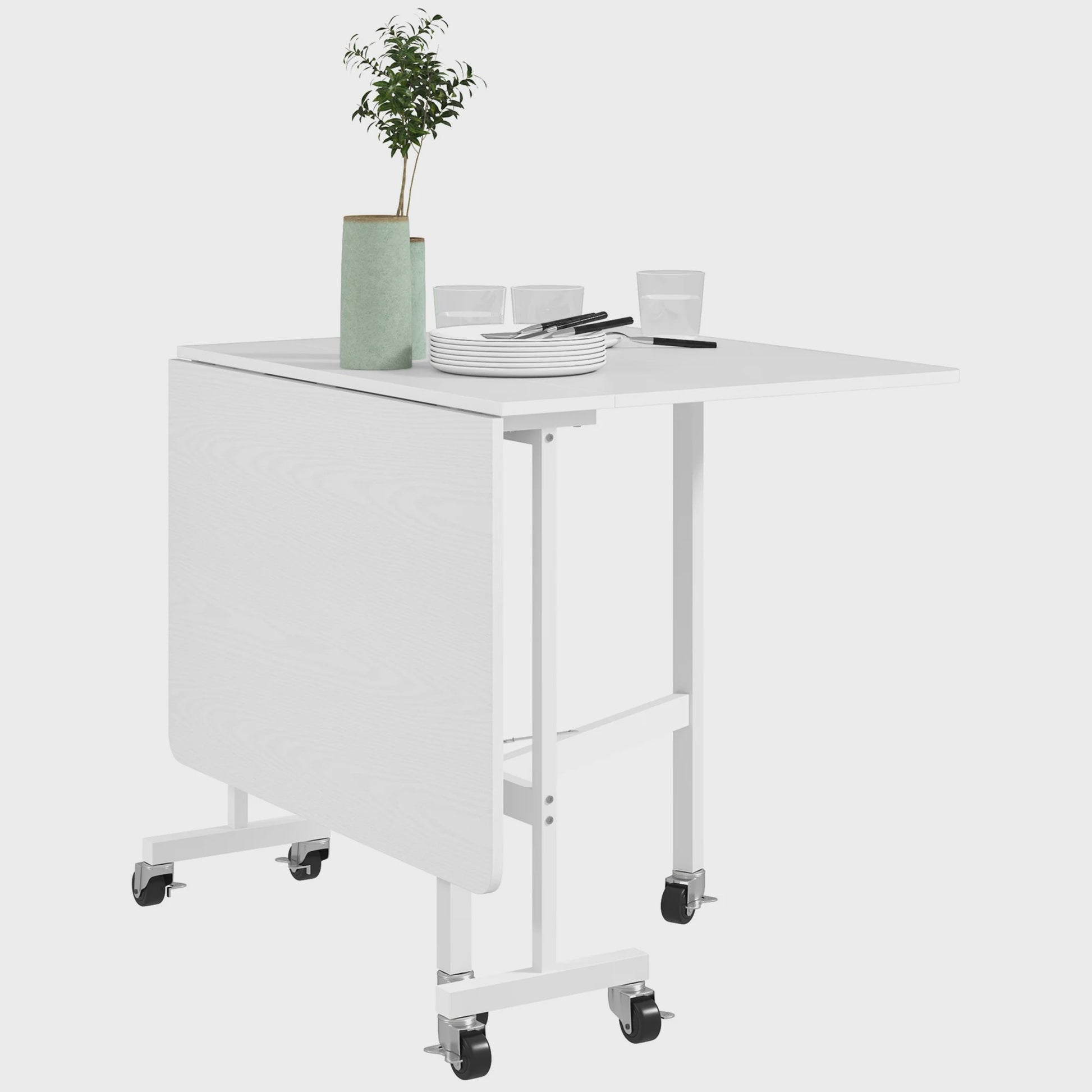 Homcom Klaptafel Eettafel voor 4-6 Personen met Wielen 120x80x73 cm