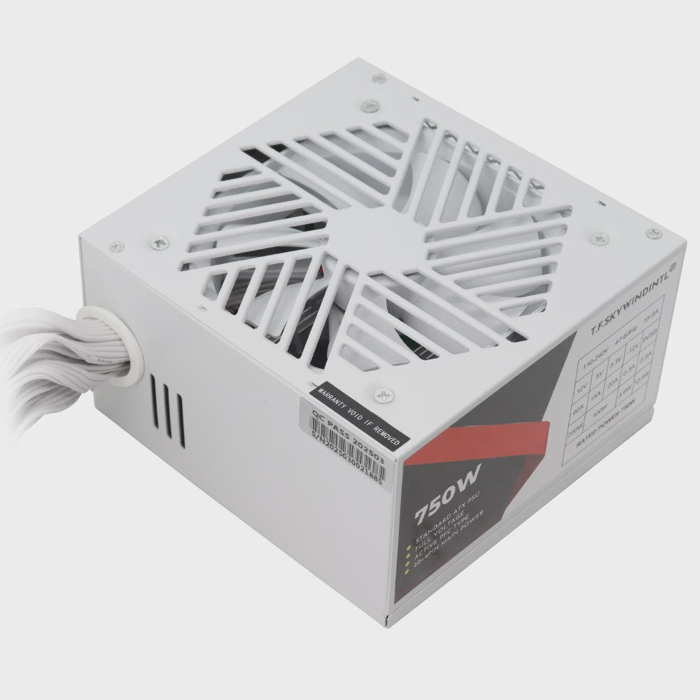 T.F.Skywindintl 750W ATX Gaming Voeding - Wit, Non-Modular, 85% Efficiëntie