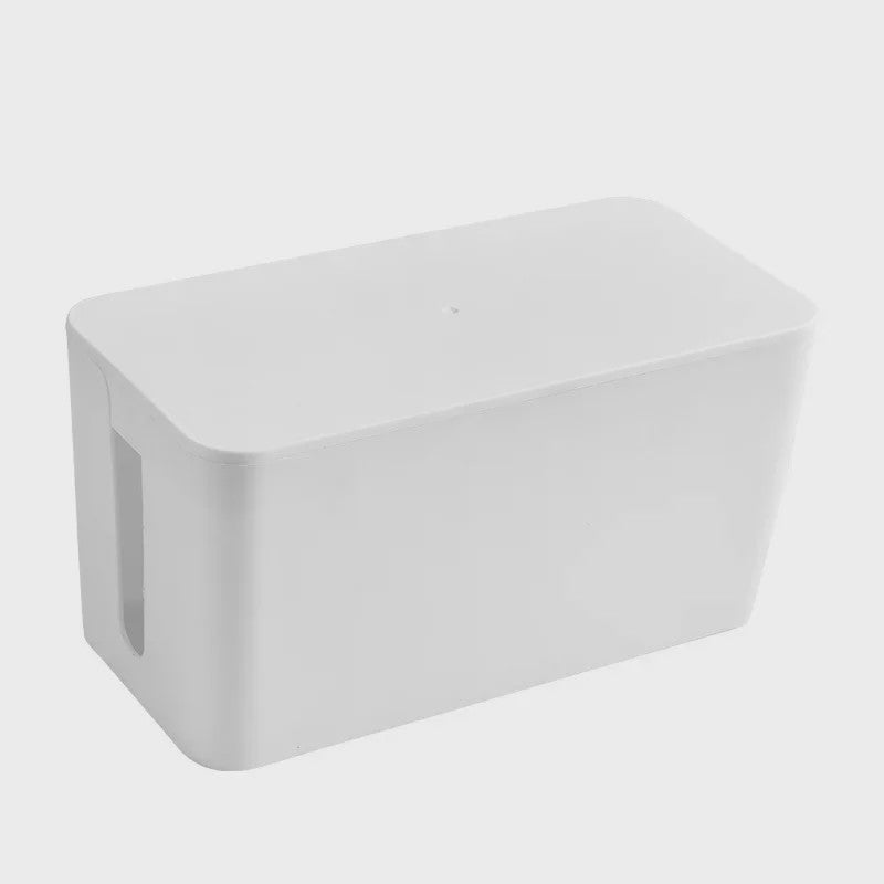 Stijlvolle Kabel Organizer Box met Houten Deksel - Bureau & Kantoor Kabelmanagement