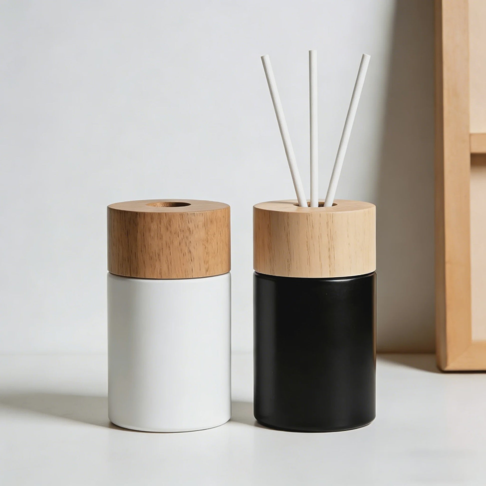 100x Diffuser Stokjes - 3mm x 240mm - Houtkleur, Zwart & Wit - Geurverspreider