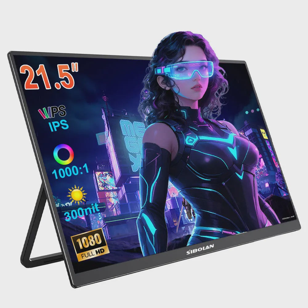 Sibolan 21.5" Draagbare Monitor - 1080P IPS, 100Hz, USB-C/HDMI, Ingebouwde Standaard