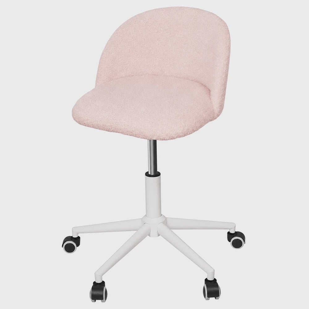 Stijlvolle Bureaustoel & Make-up Stoel met Schuimvulling en Verstelbare Hoogte - Roze, Wit of Grijs