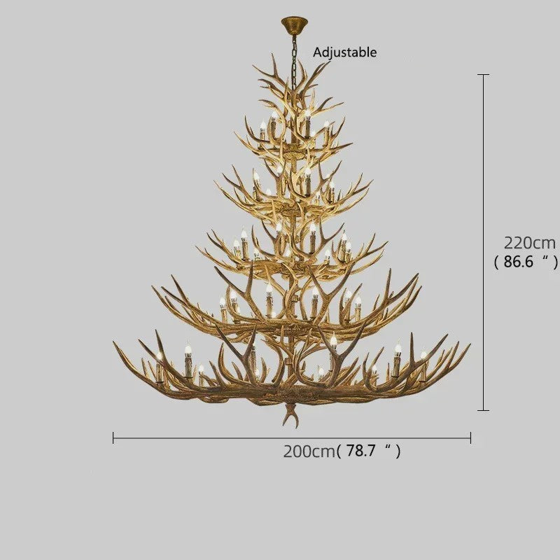 Grote Herten Gewei Kroonluchter - Sfeervolle Hanglamp voor Woonkamer & Loft