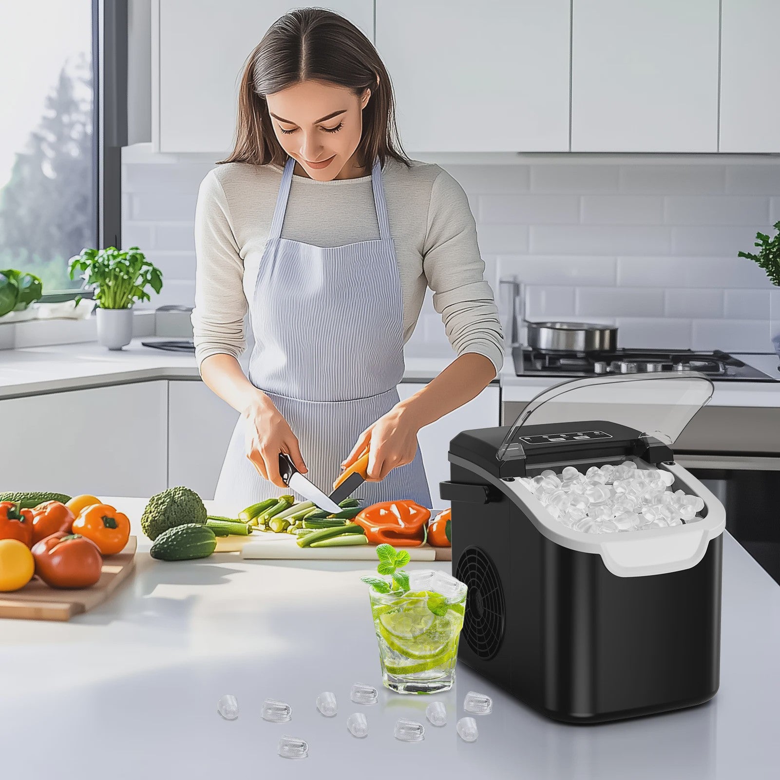 Draagbare IJsmachine 12kg/24H met 2 IJsvormen & Handvat - Snel en Compact