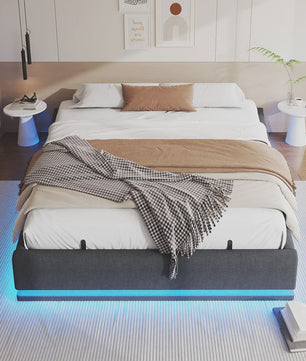 160x200cm Boxspring Bed met Hydraulische Opbergruimte en RGB LED Verlichting