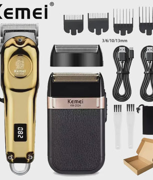 Kemei Professionele Oplaadbare Baard- en Haartrimmer KM-2628 - Goudkleurig
