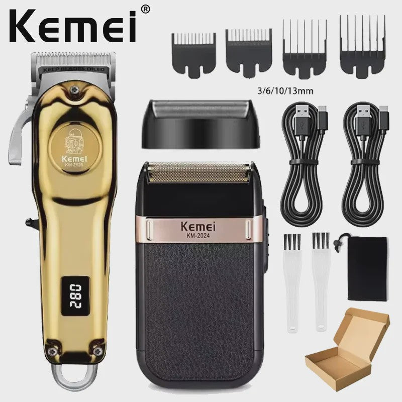 Kemei Professionele Oplaadbare Baard- en Haartrimmer KM-2628 - Goudkleurig