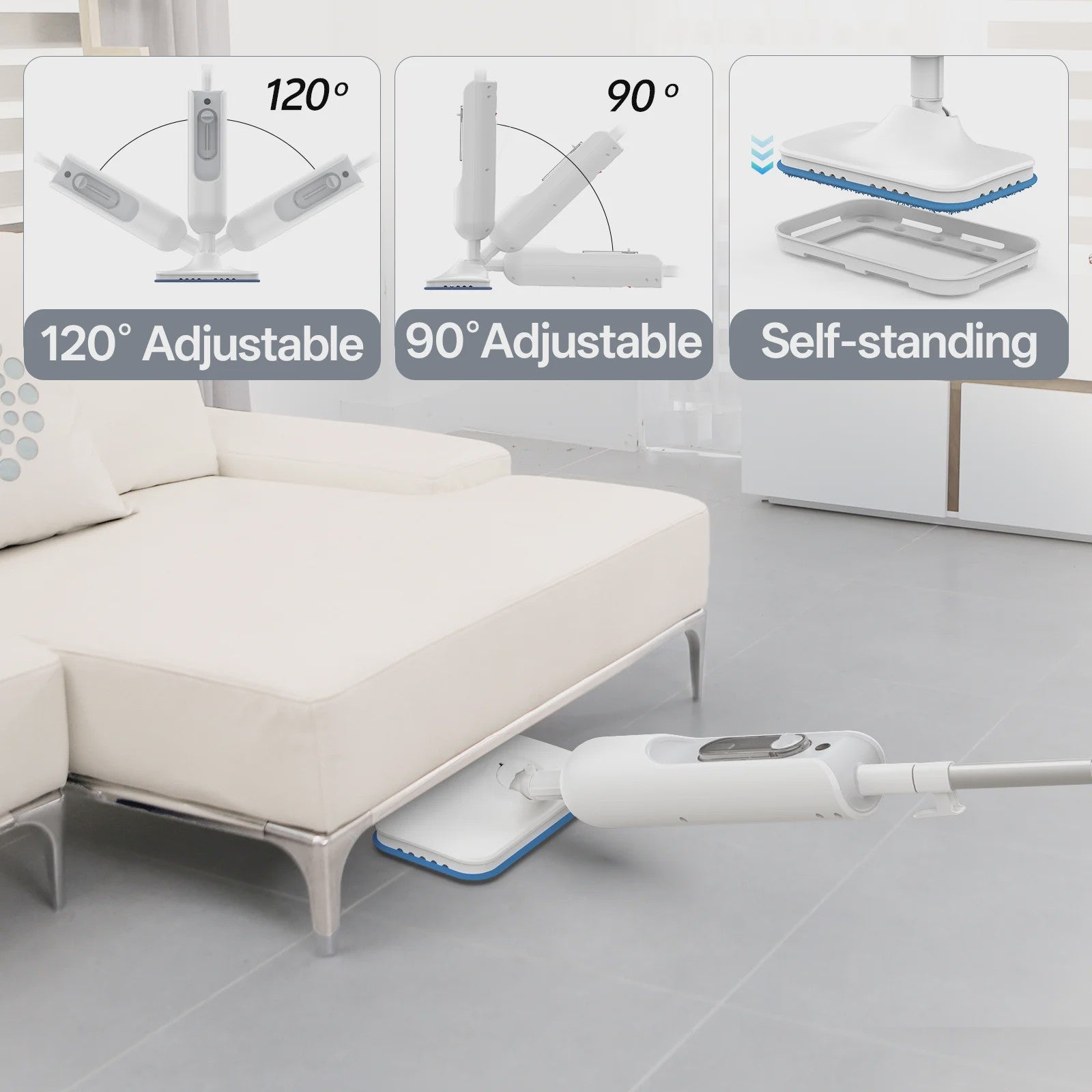 Krachtige 6-in-1 Stoomreiniger: Stoommop & Handheld Reiniger voor Alle Vloeren