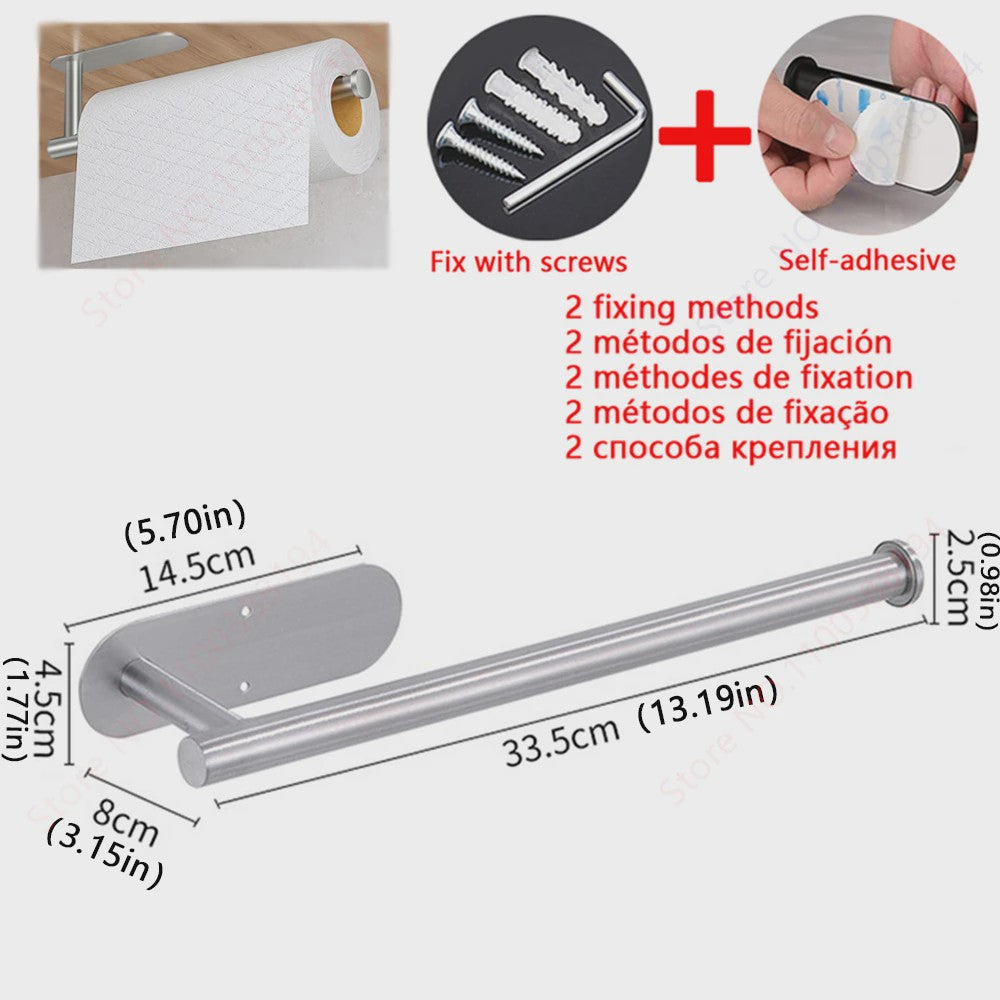 Set Badkamer Accessoires: Handdoekrek, Toiletrolhouder, Haak & Ring - Zwart
