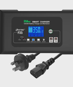 HTRC 35A Slimme Acculader 12V/24V voor Auto, Motor, Vrachtwagen - AGM, GEL, LCD Display