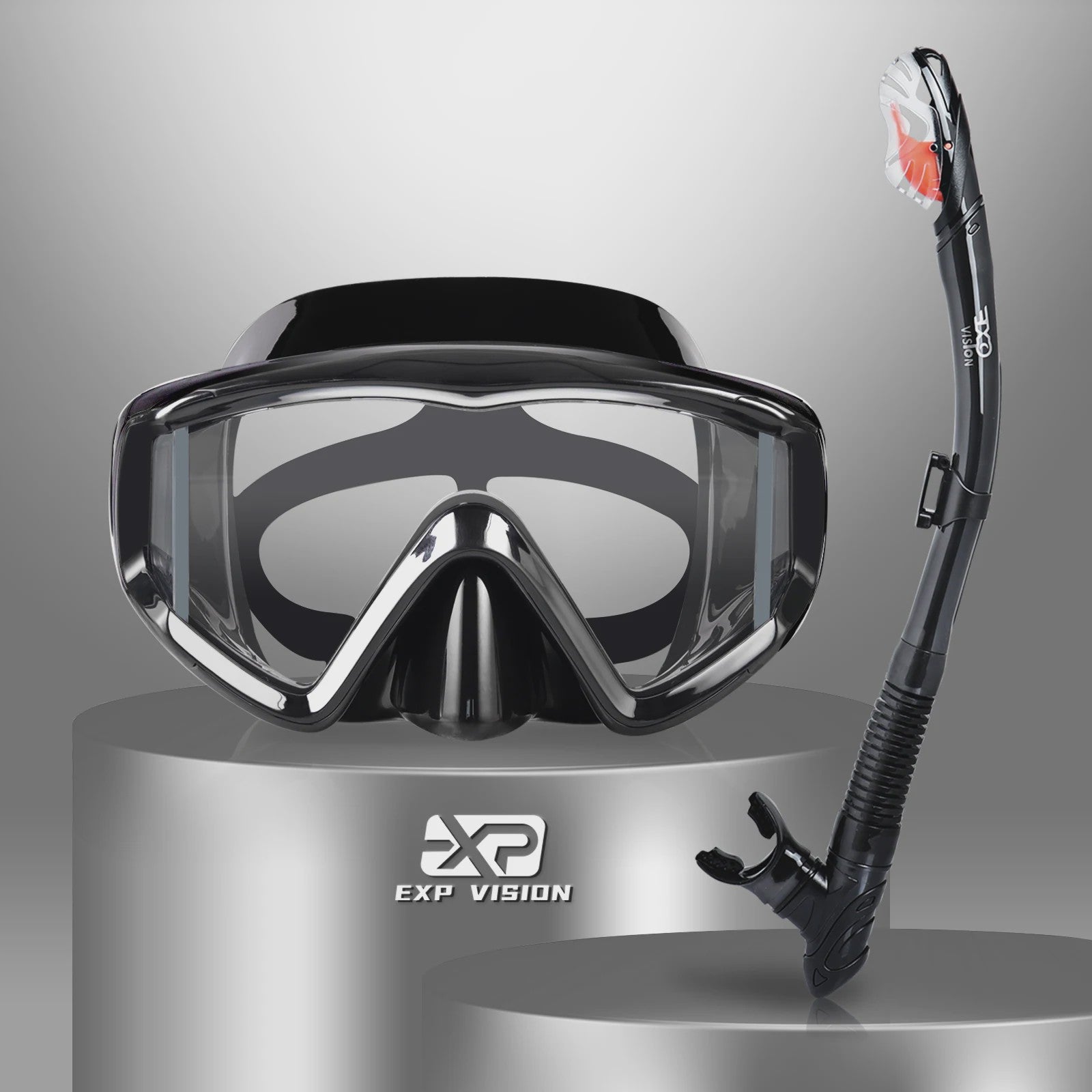 Complete Dry Snorkel Set voor Volwassenen: 3-Raams Anti-Condens Duikmasker met PC Lens en Snorkel