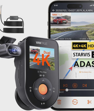 Vantrue S1 Pro Max Dual 4K Dashcam met ADAS, BSD, IP67 Waterdichte Camera en Spraakbesturing
