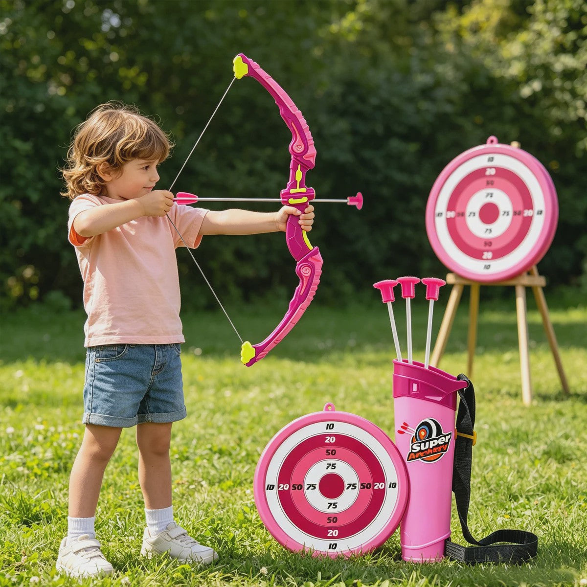 Boog en Pijl Set voor Kinderen - Inclusief Doelwit, Koker & Zuignap Pijlen - Leuk Cadeau Vanaf 4 Jaar