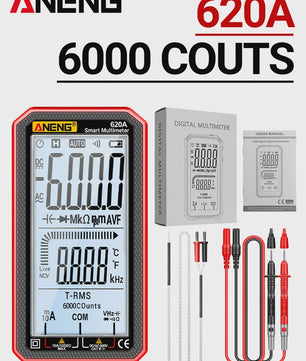 ANENG 620A Digitale Multimeter: 6000 Counts, AC/DC, Temperatuur, NCV & Live Wire Detector