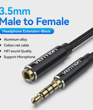 Vention 3.5mm Audio Verlengsnoer - Stereo AUX Kabel voor Koptelefoon, Speaker & Microfoon